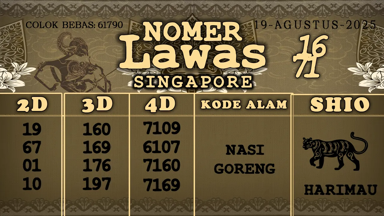 syair Nomer Lawas Singapore 19 08 2025