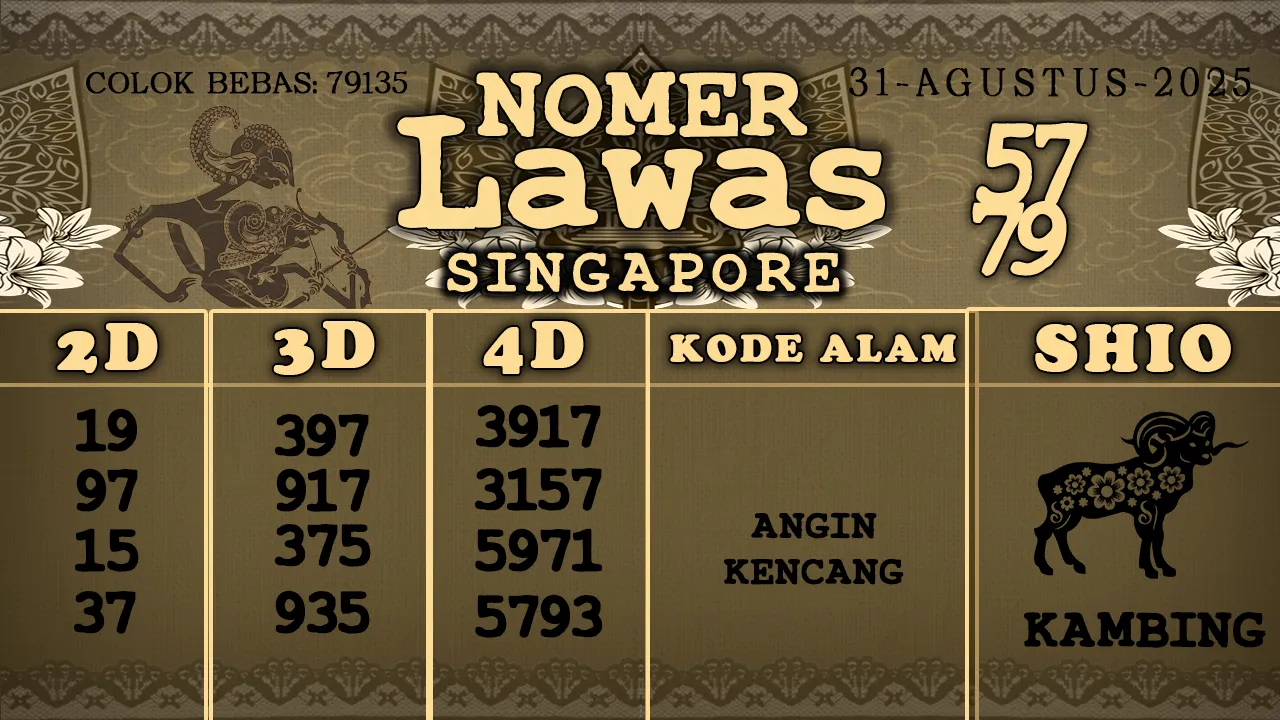 syair Nomer Lawas Singapore 31 08 2025