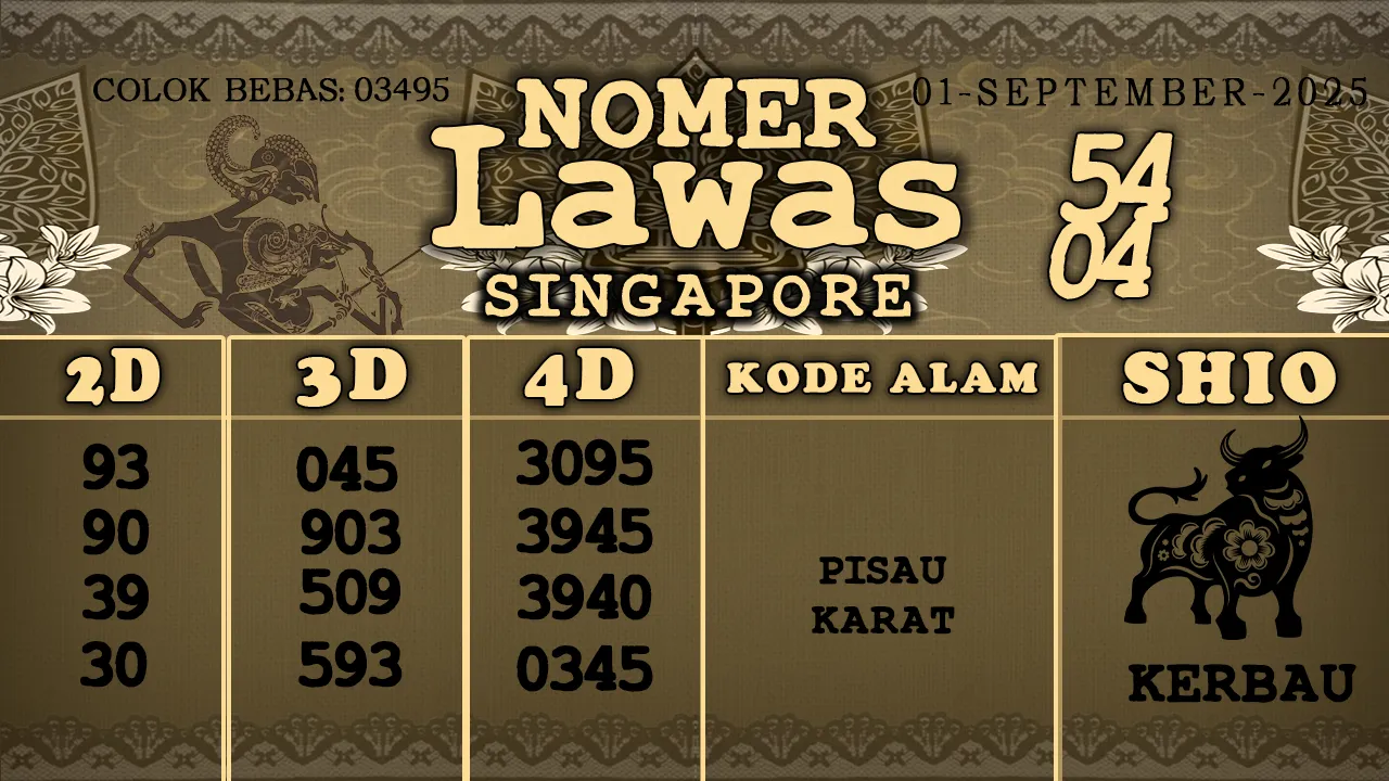 syair Nomer Lawas Singapore 01 09 2025