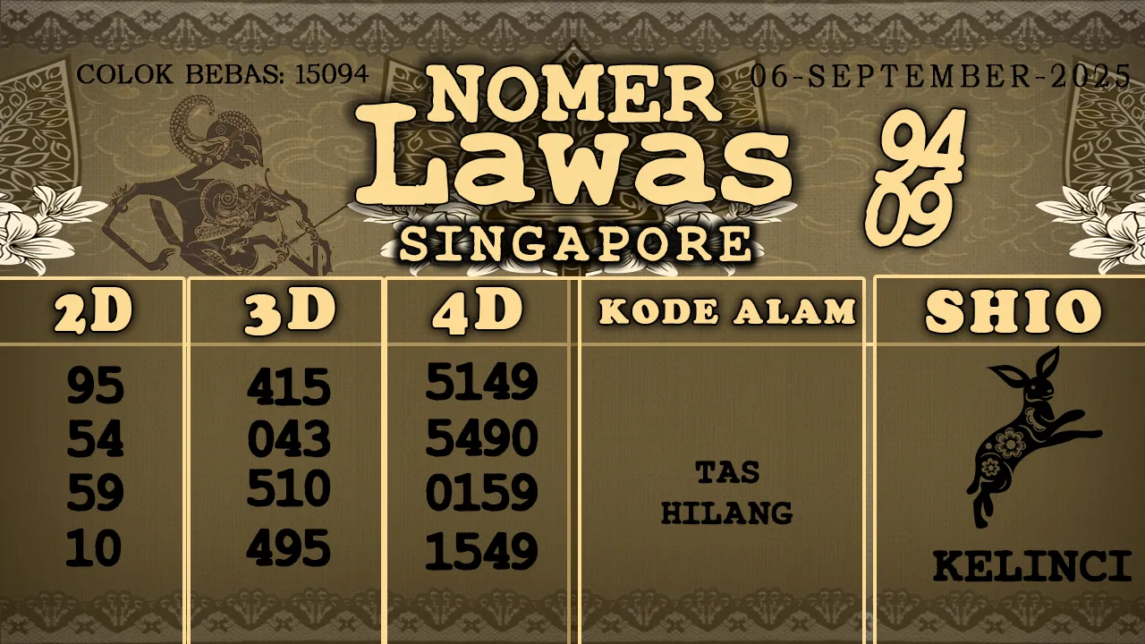 syair Nomer Lawas Singapore 06 09 2025