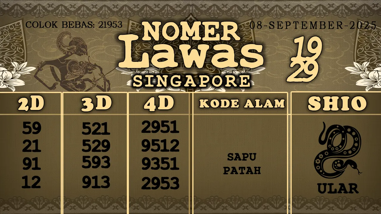 syair Nomer Lawas Singapore 08 09 2025
