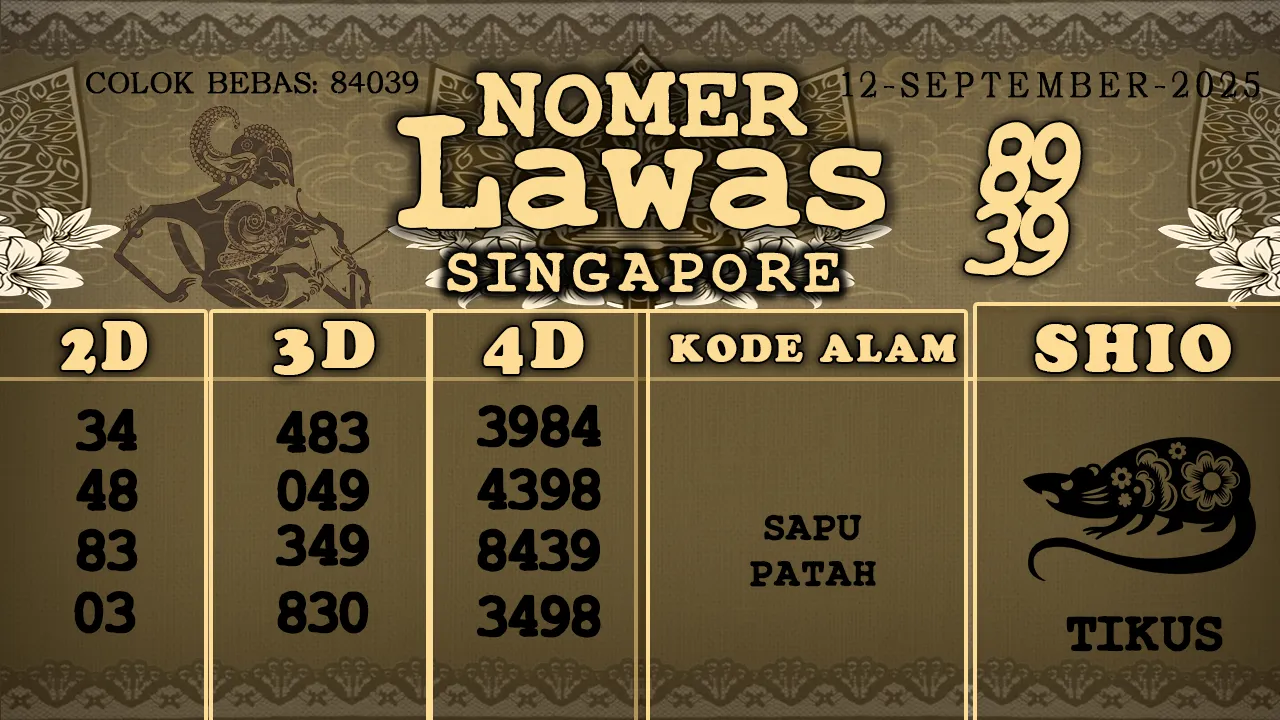 syair Nomer Lawas Singapore 12 09 2025