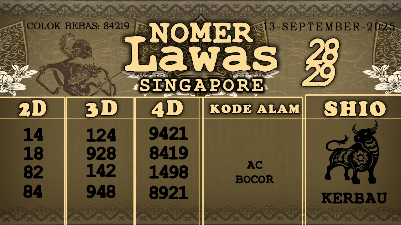 syair Nomer Lawas Singapore 13 09 2025