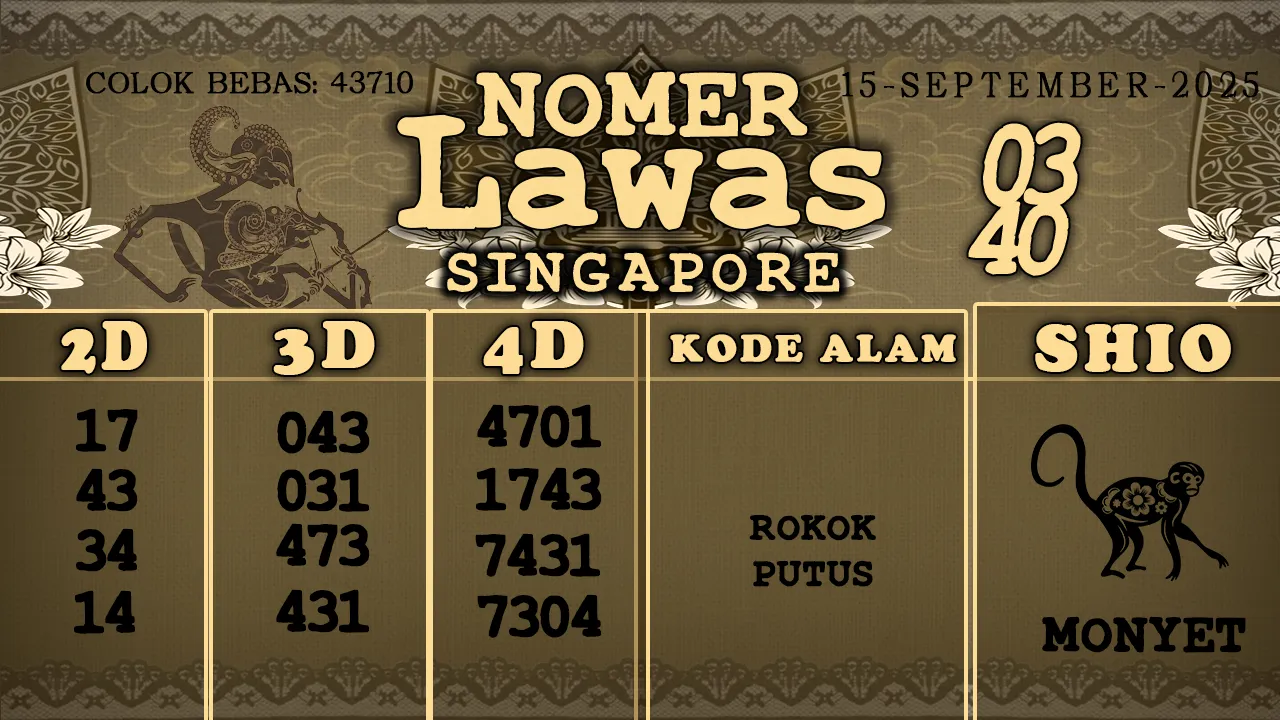 syair Nomer Lawas Singapore 15 09 2025