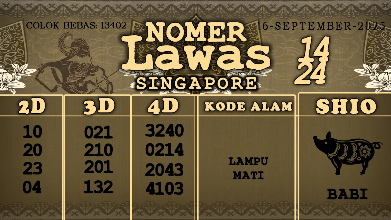 syair Nomer Lawas Singapore 16 09 2025