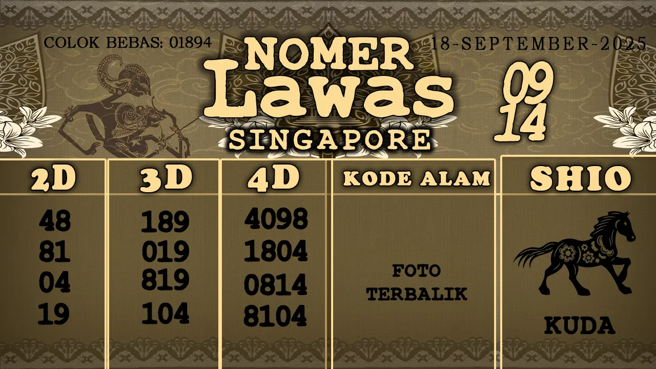 syair Nomer Lawas Singapore 18 09 2025