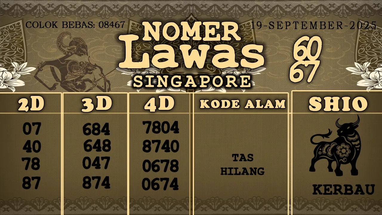 syair Nomer Lawas Singapore 19 09 2025
