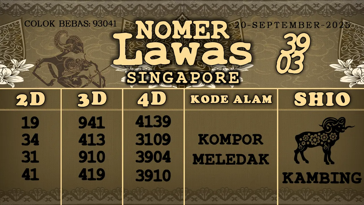 syair Nomer Lawas Singapore 20 09 2025
