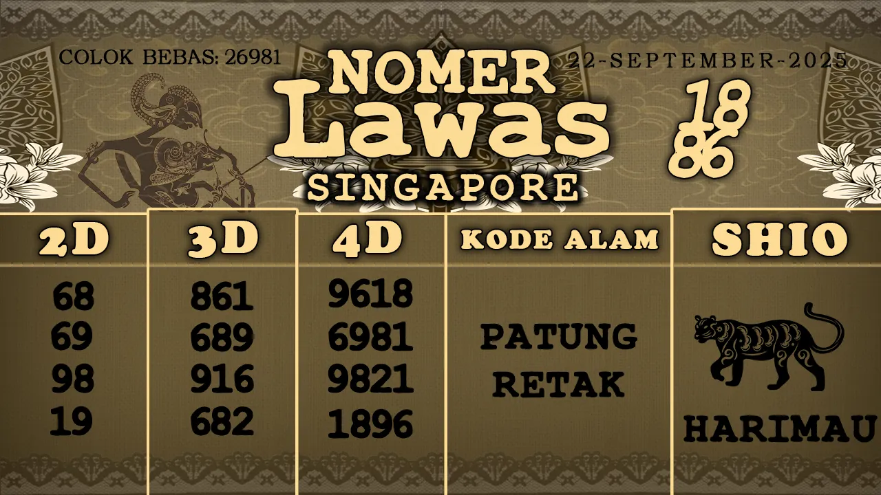 syair Nomer Lawas Singapore 22 09 2025