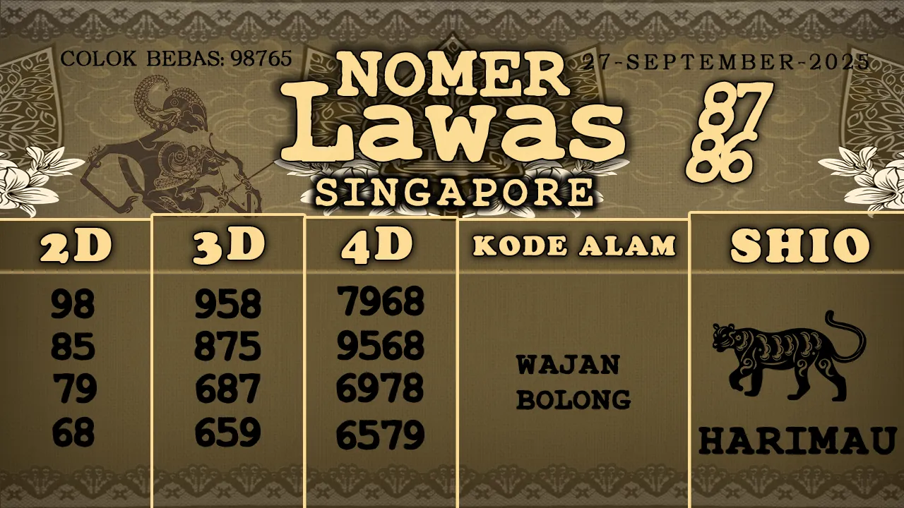 syair Nomer Lawas Singapore 27 09 2025