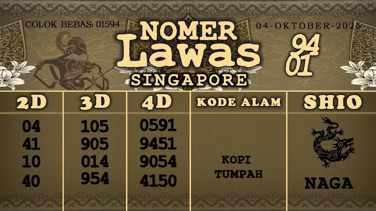 syair Nomer Lawas Singapore 04 10 2025