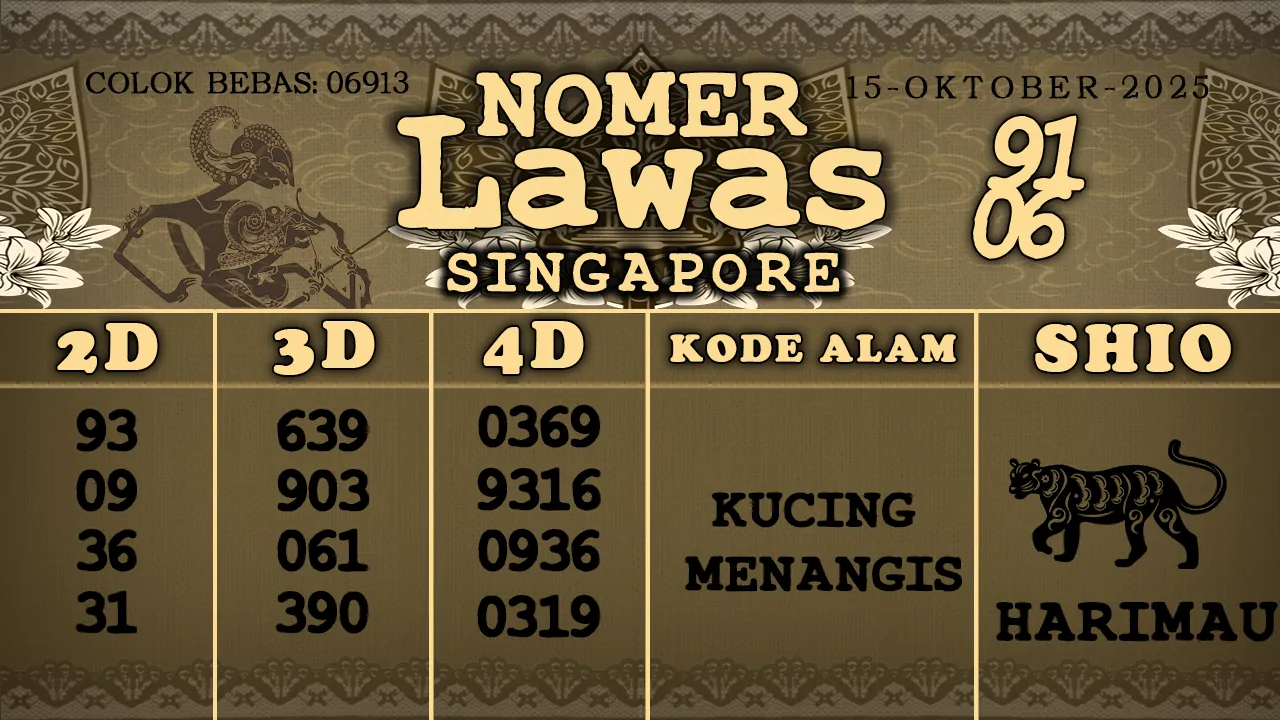 syair Nomer Lawas Singapore 15 10 2025