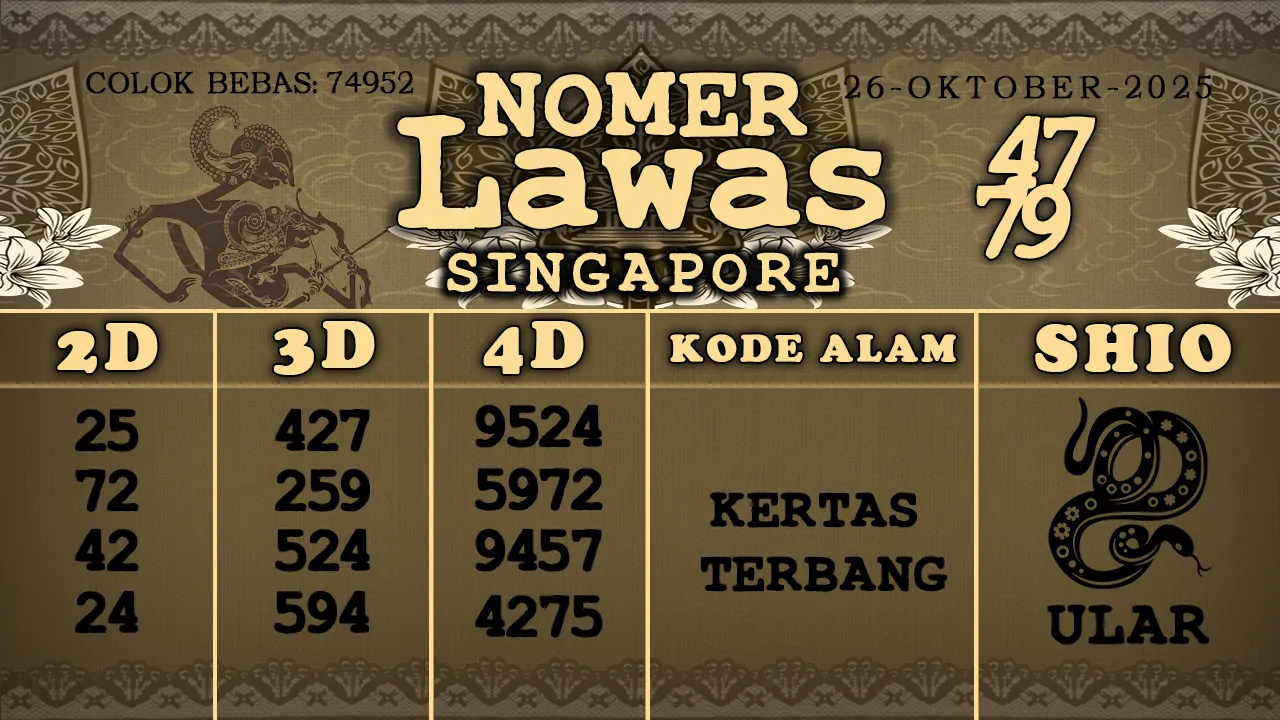 syair Nomer Lawas Singapore 26 10 2025