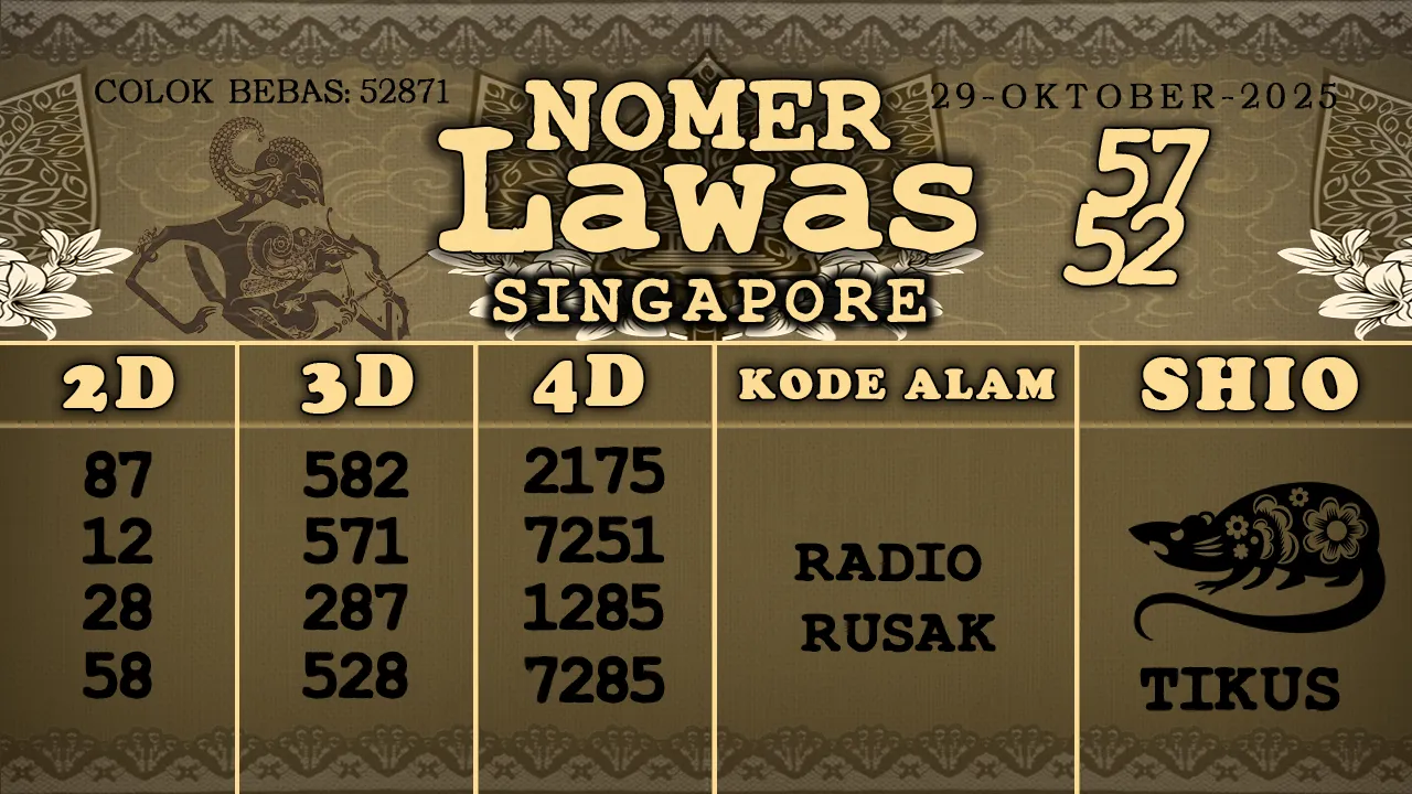 syair Nomer Lawas Singapore 29 10 2025