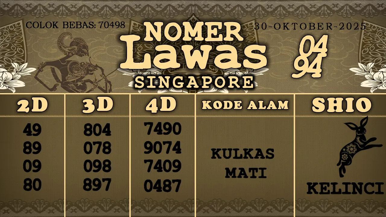syair Nomer Lawas Singapore 30 10 2025