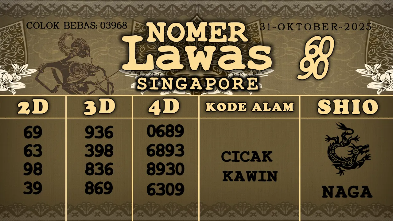 syair Nomer Lawas Singapore 31 10 2025