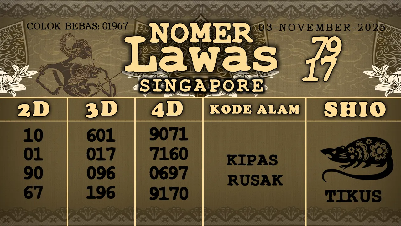 syair Nomer Lawas Singapore 03 11 2025