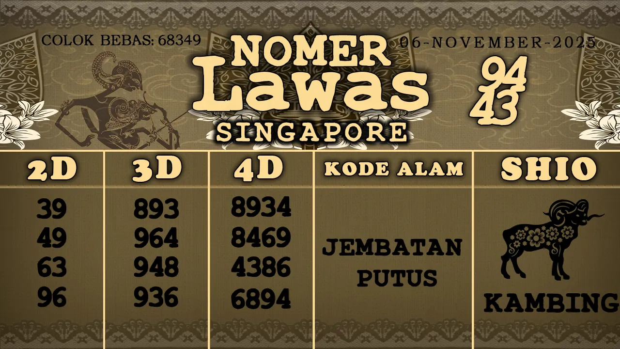 syair Nomer Lawas Singapore 06 11 2025