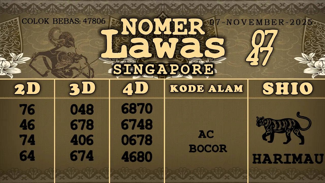 syair Nomer Lawas Singapore 07 11 2025