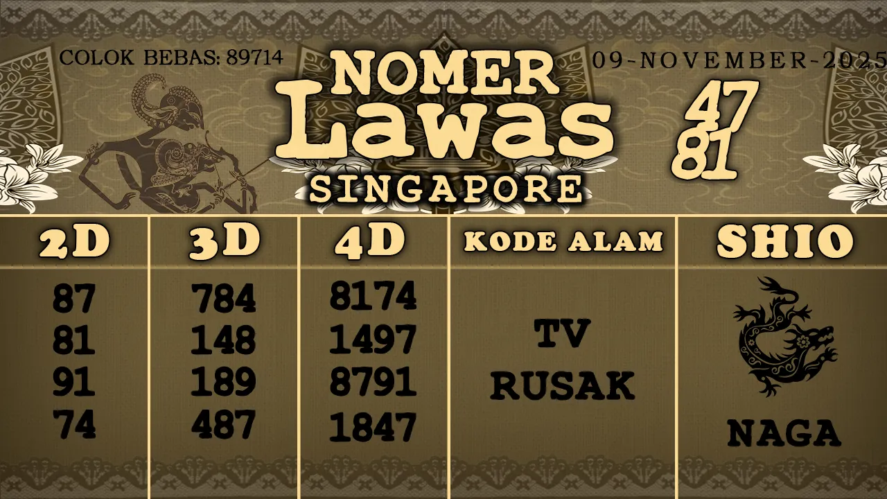 syair Nomer Lawas Singapore 09 11 2025