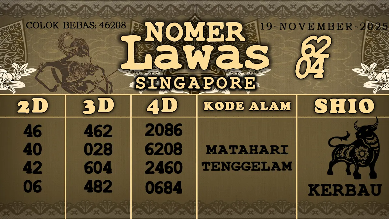 syair Nomer Lawas Singapore 19 11 2025