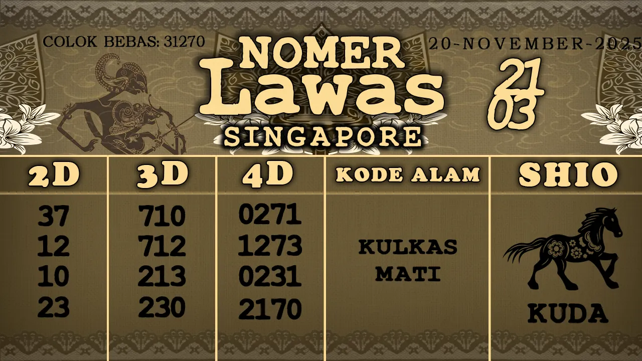 syair Nomer Lawas Singapore 20 11 2025