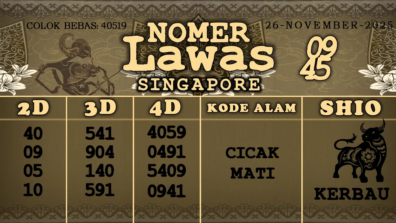 syair Nomer Lawas Singapore 26 11 2025