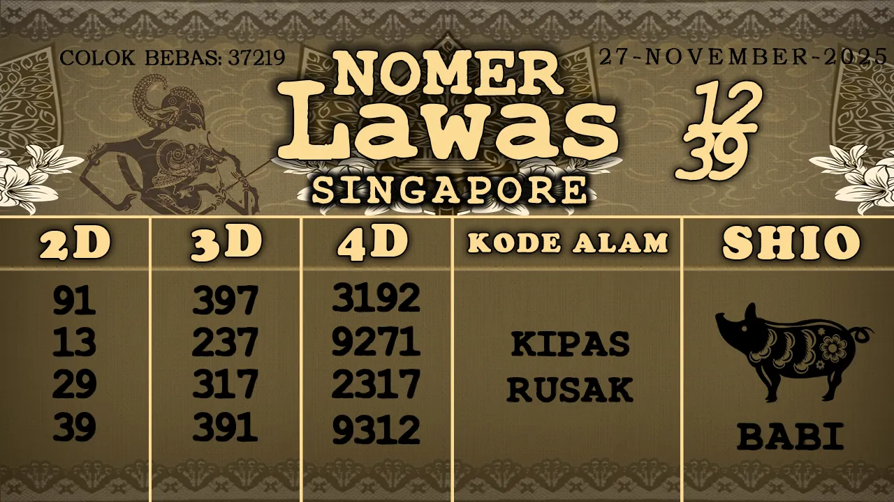 syair Nomer Lawas Singapore 27 11 2025