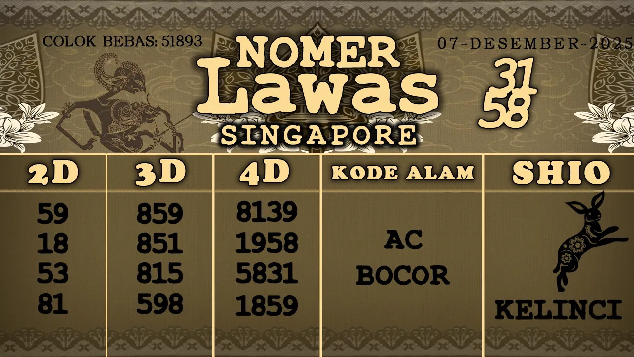 syair Nomer Lawas Singapore 07 12 2025