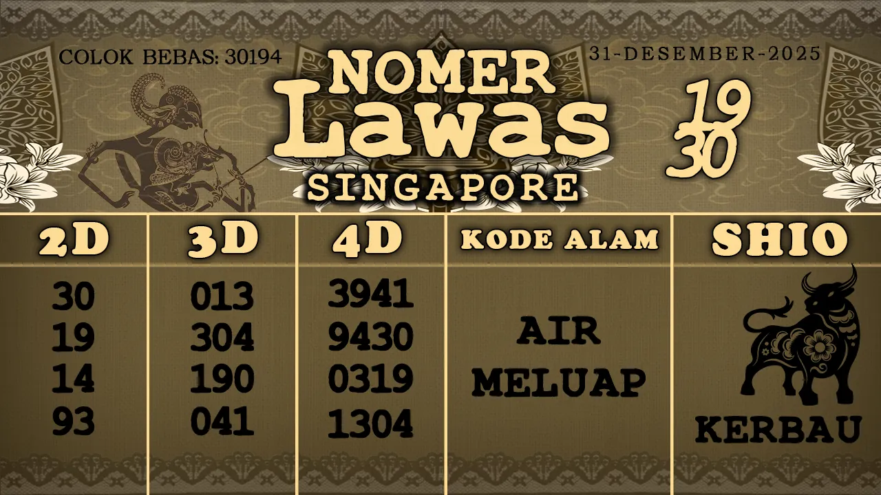 syair Nomer Lawas Singapore 31 12 2025