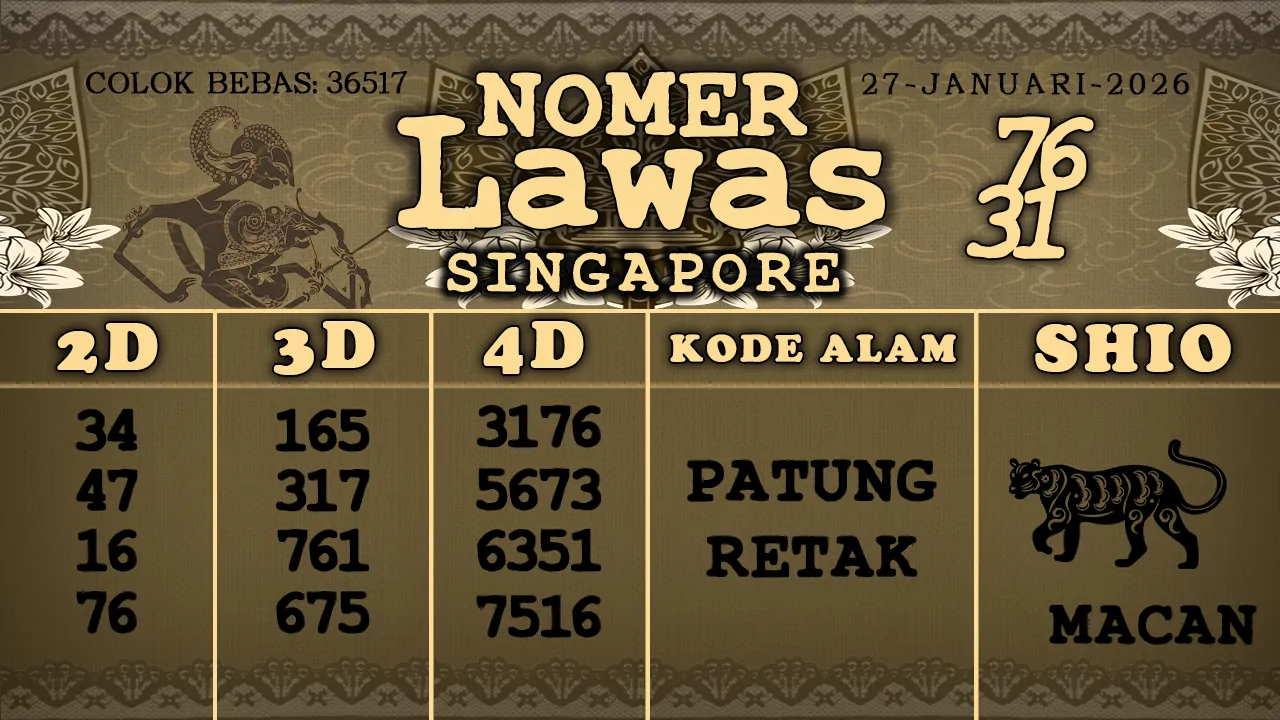 syair Nomer Lawas Singapore 27 01 2026