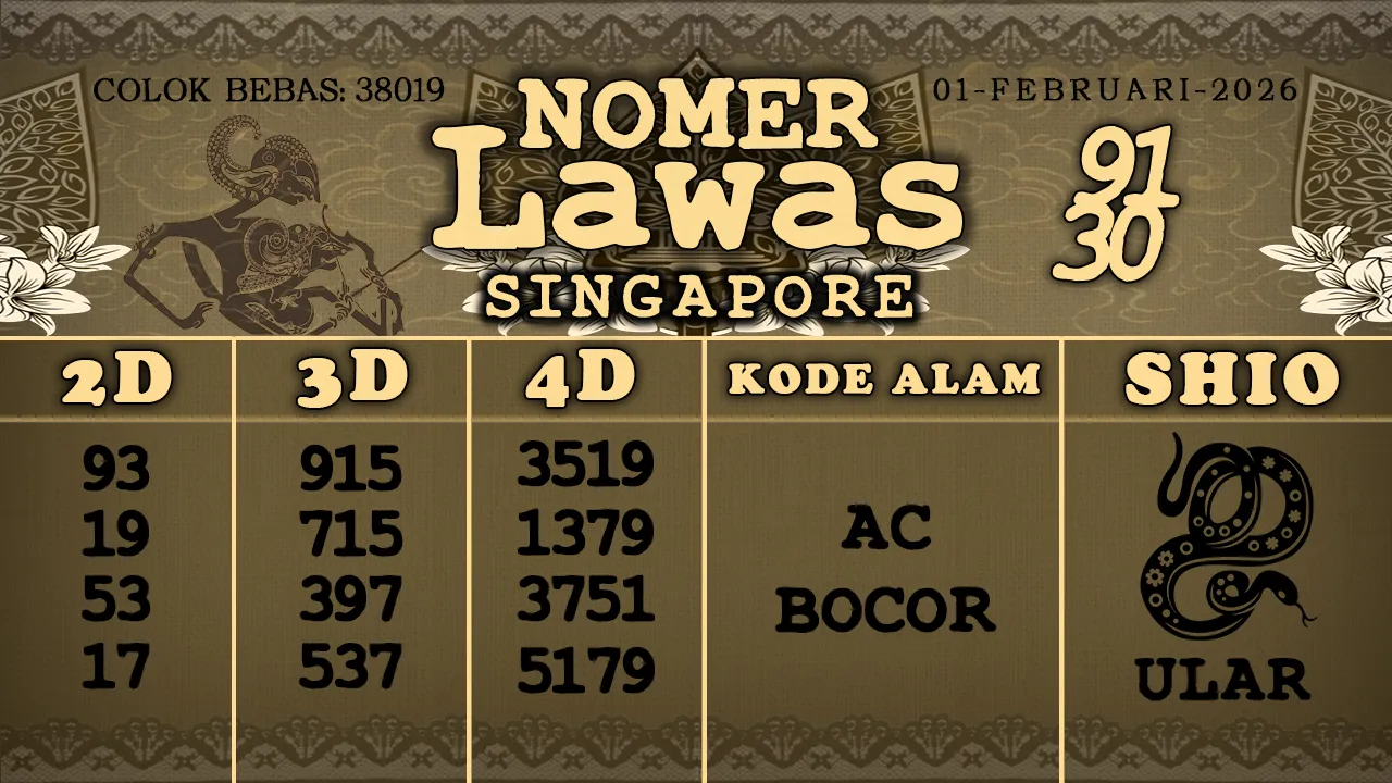 syair Nomer Lawas Singapore 01 02 2026