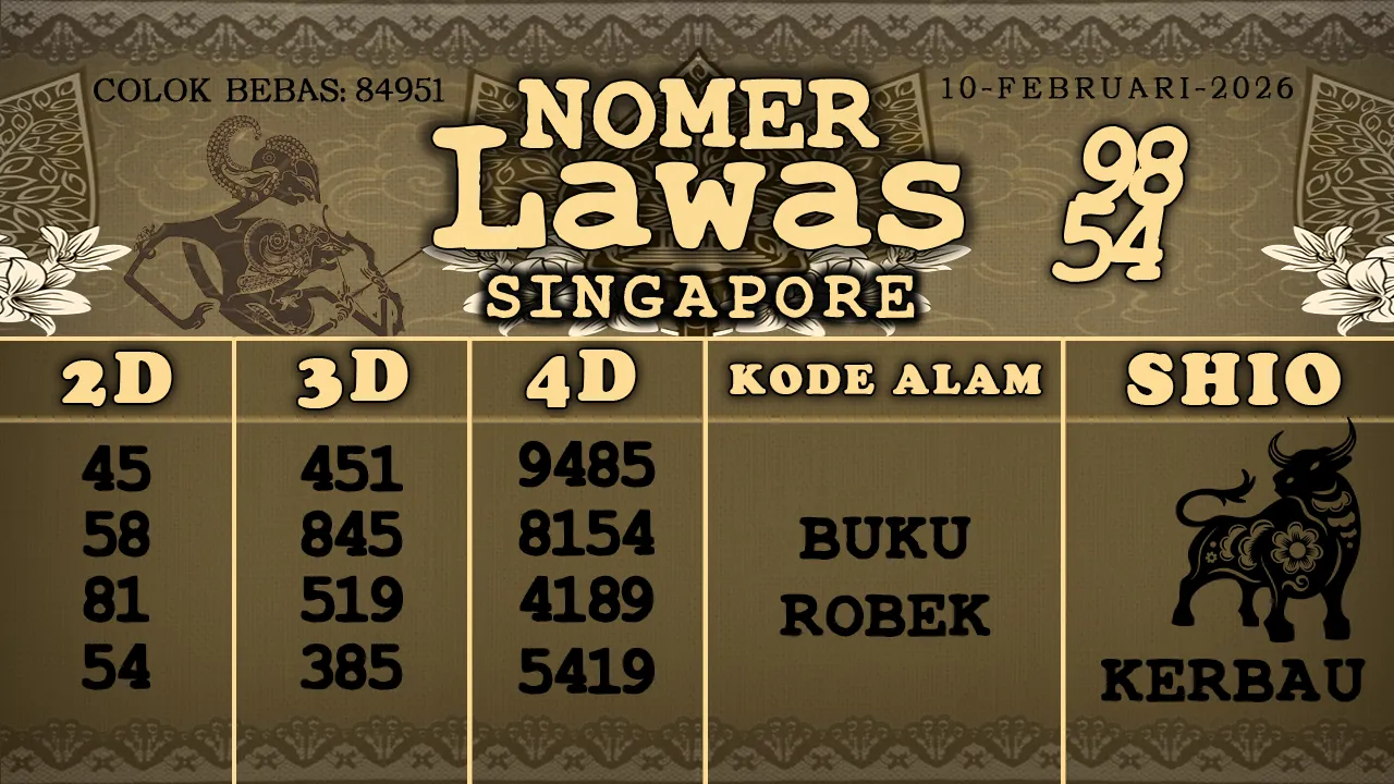 syair Nomer Lawas Singapore 10 02 2026