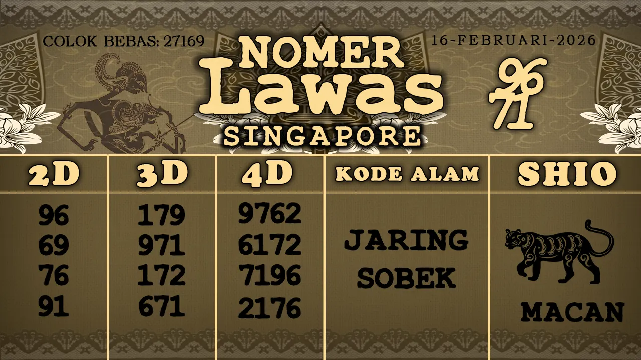 syair Nomer Lawas Singapore 16 02 2026