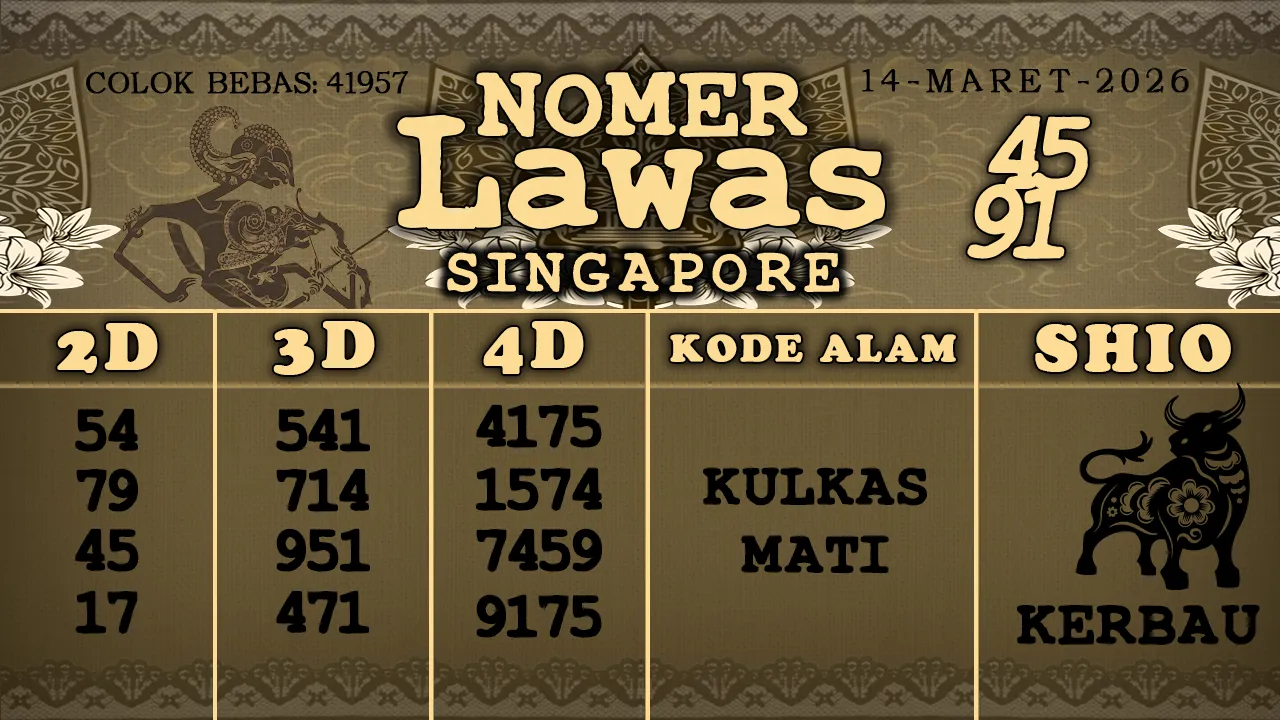 syair Nomer Lawas Singapore 14 03 2026