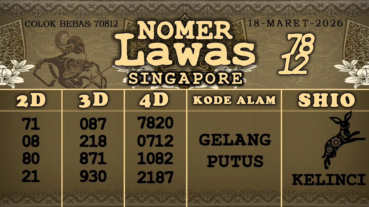 syair Nomer Lawas Singapore 18 03 2026