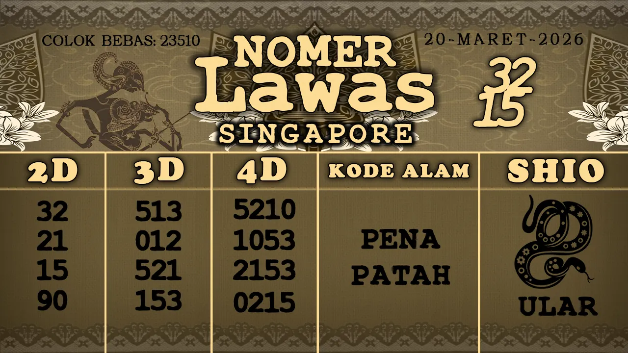 syair Nomer Lawas Singapore 20 03 2026