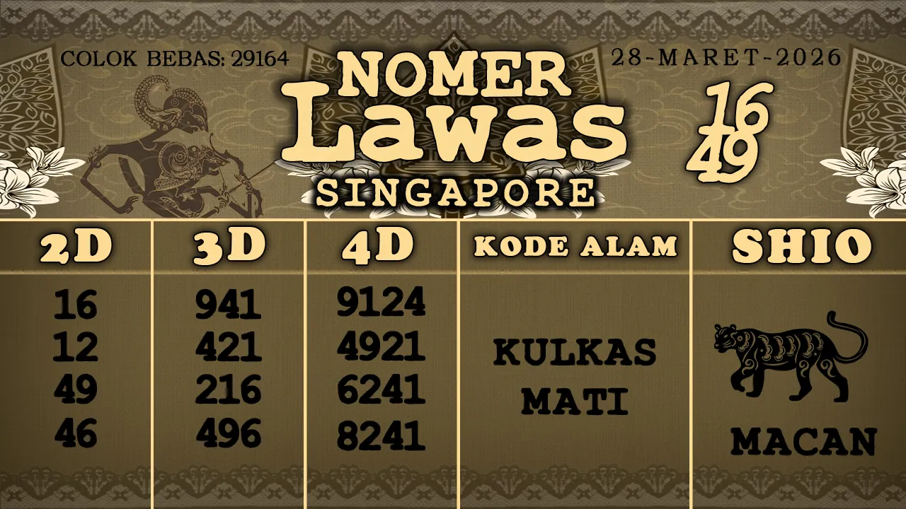 syair Nomer Lawas Singapore 28 03 2026