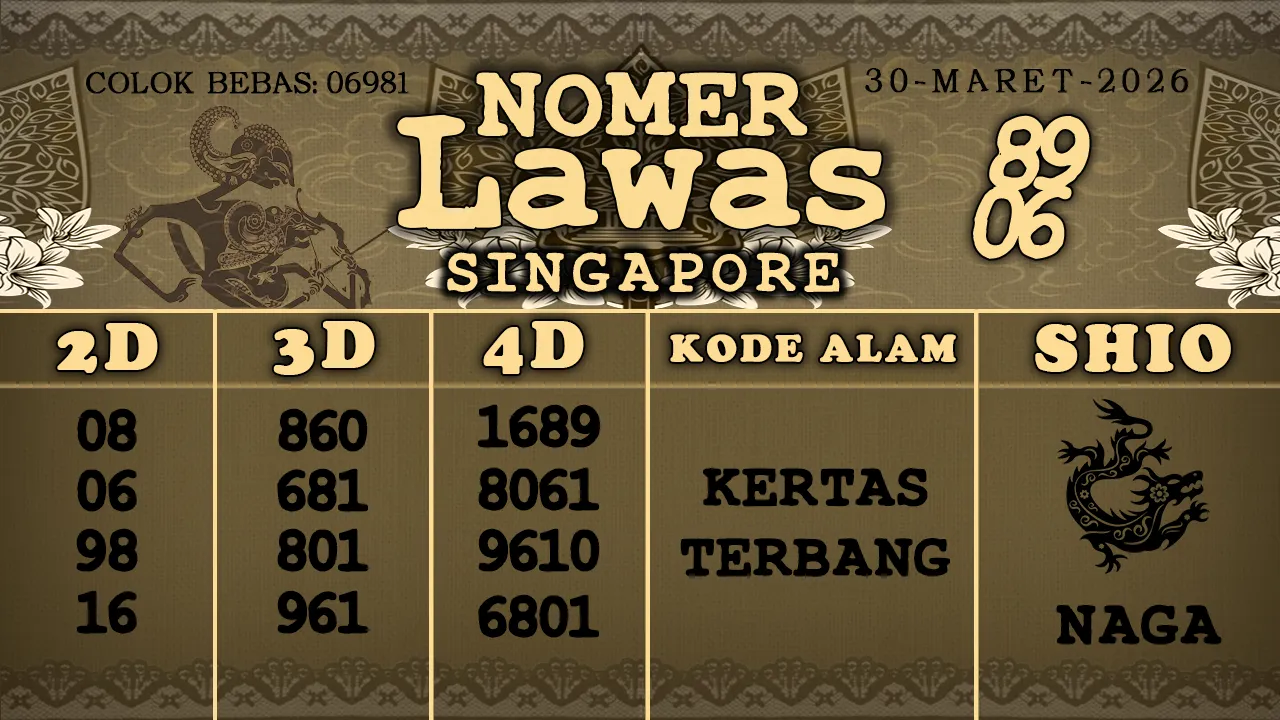 syair Nomer Lawas Singapore 30 03 2026