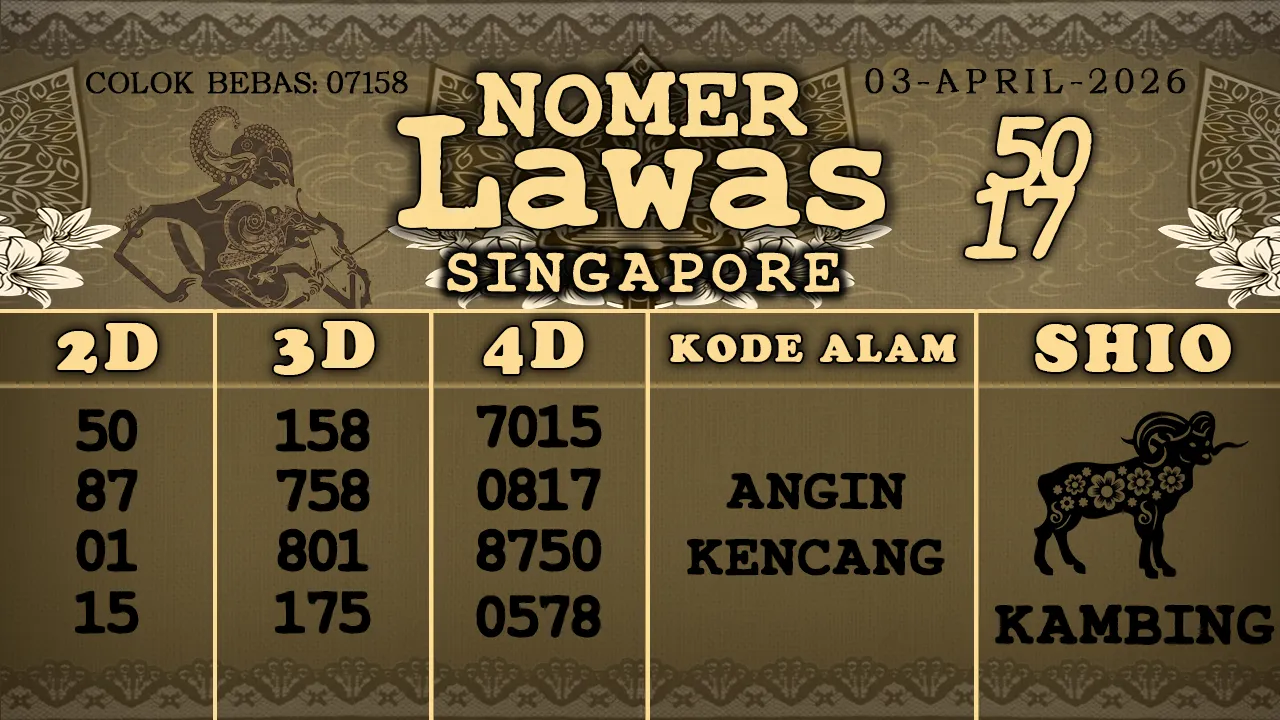 syair Nomer Lawas Singapore 03 04 2026