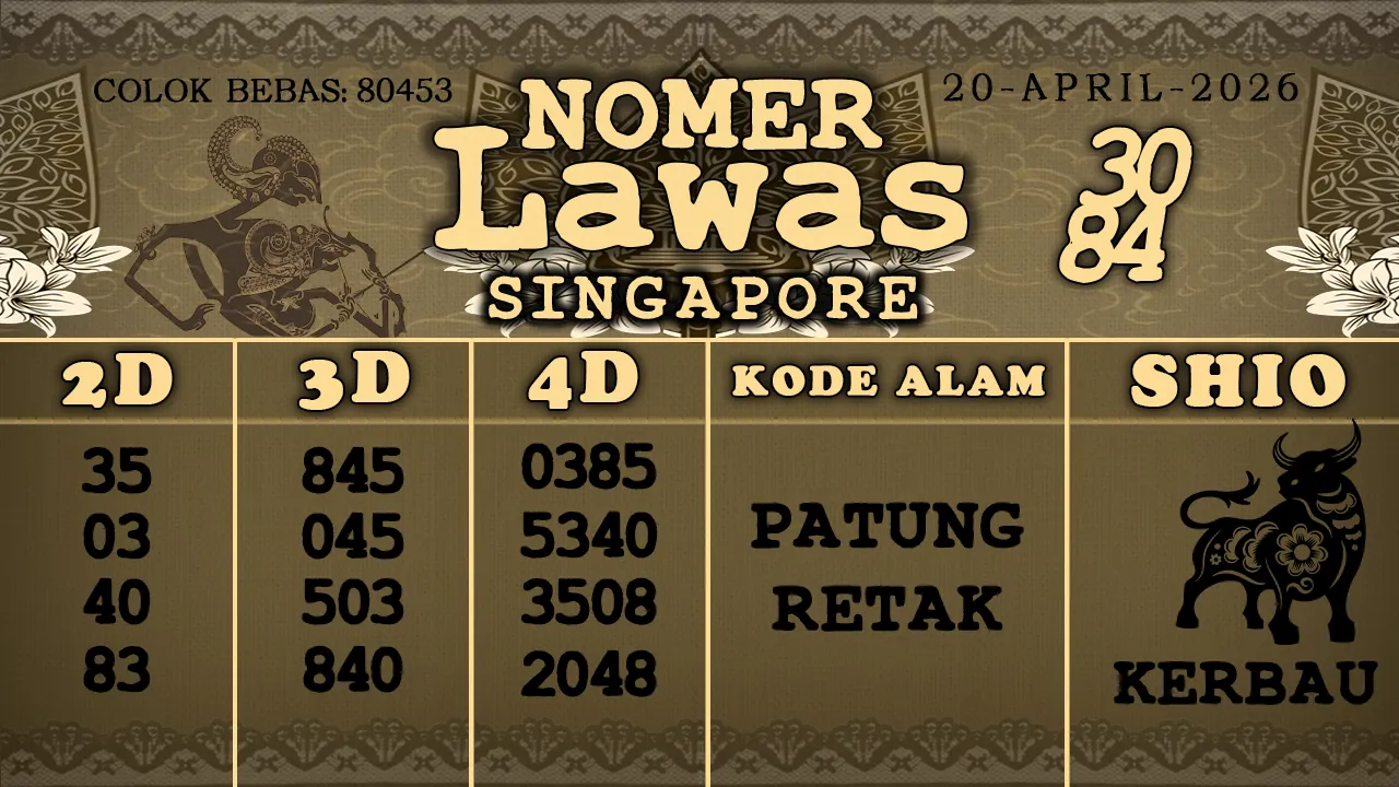 syair Nomer Lawas Singapore 20 04 2026