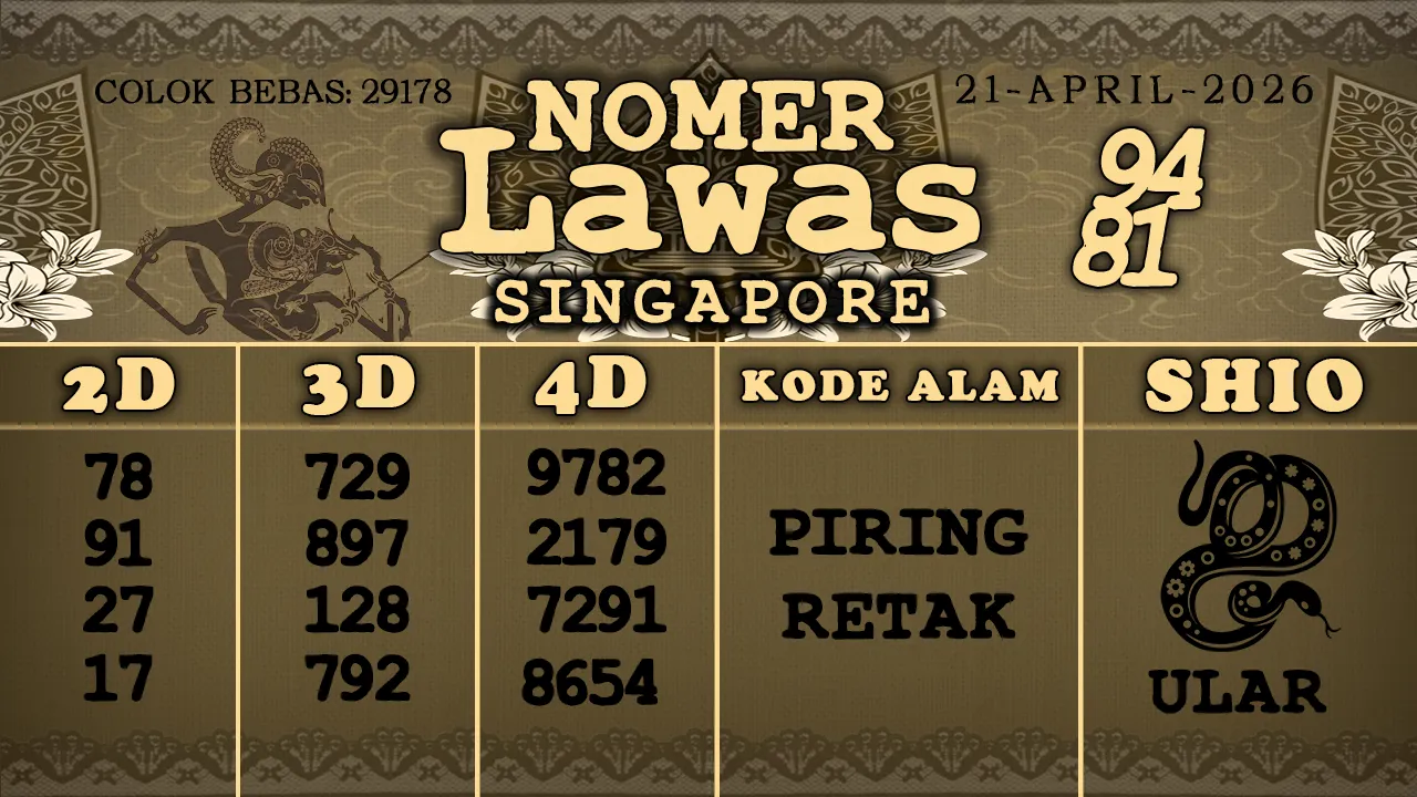 syair Nomer Lawas Singapore 21 04 2026