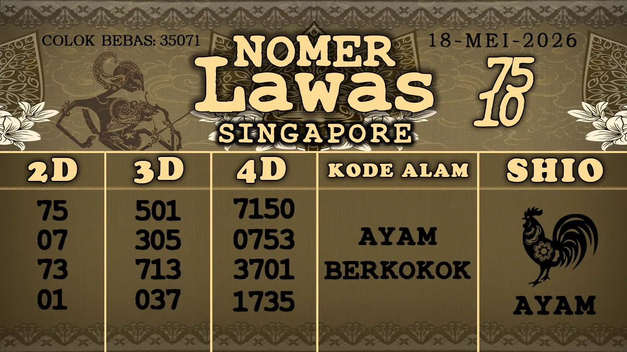 syair Nomer Lawas Singapore 18 05 2026