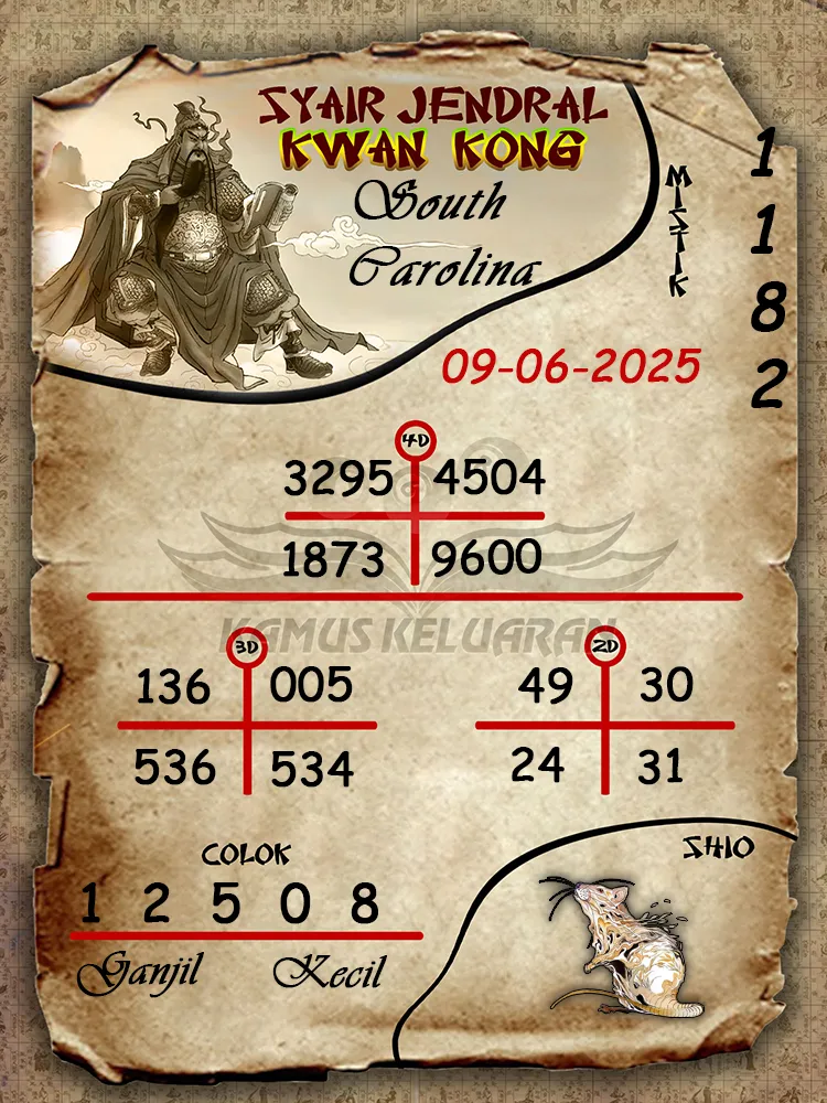 syair jendral kwan kong south carolina 09 06 2025