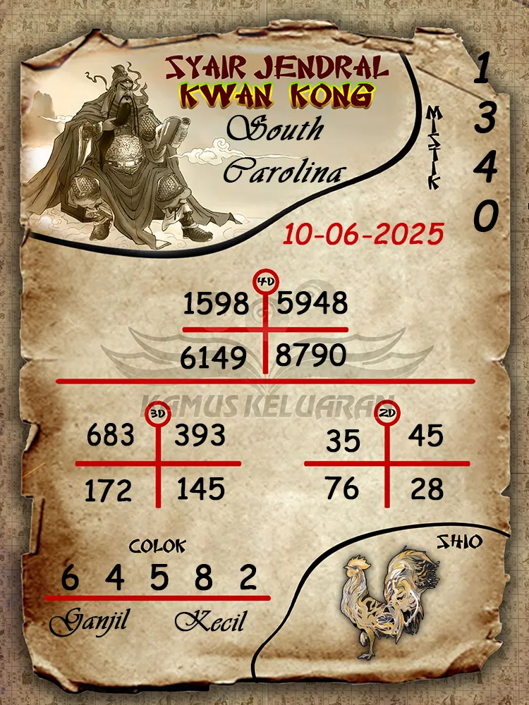 syair jendral kwan kong south carolina 10 06 2025