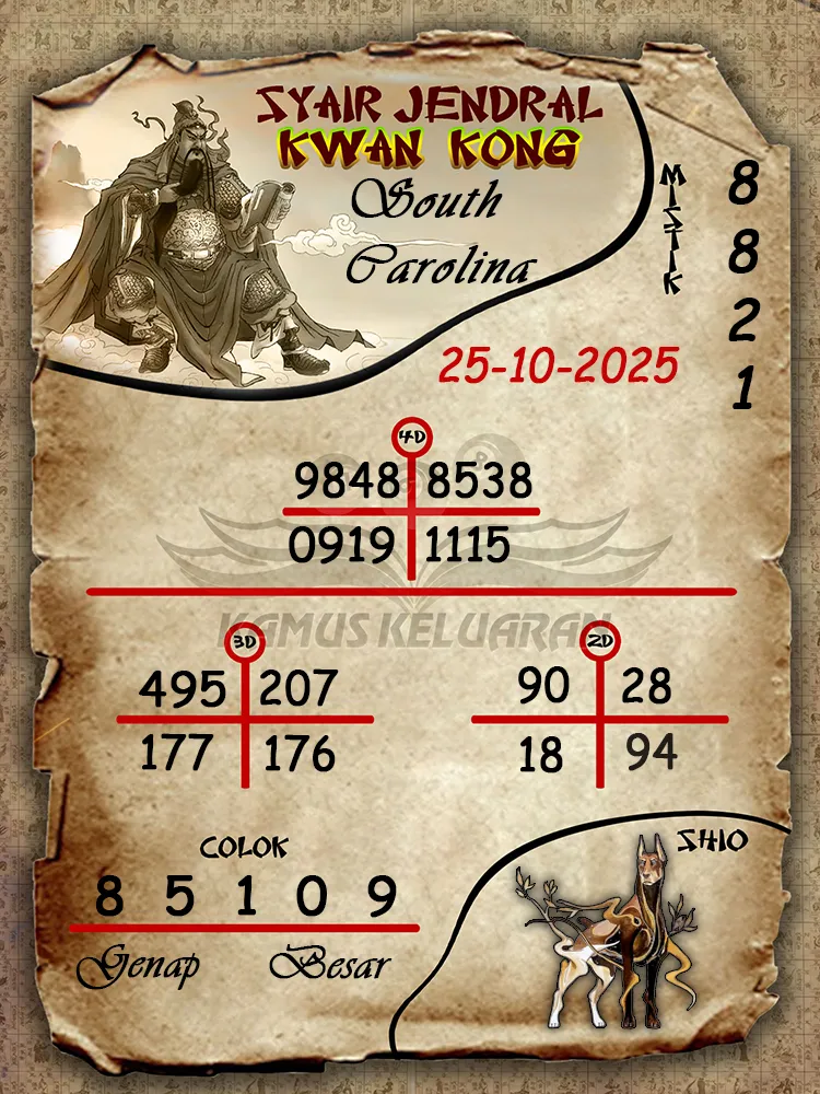 Syair Jendral Kwan Kong South Carolina 25 10 2025