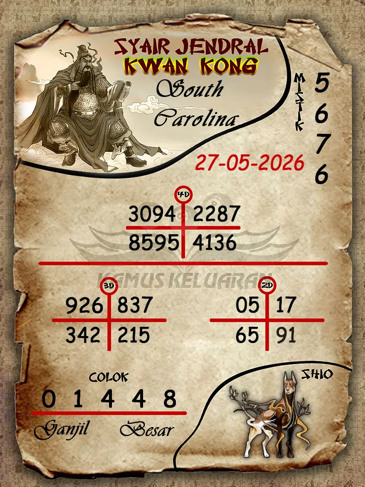Syair Jendral Kwan Kong South Carolina 27 05 2026