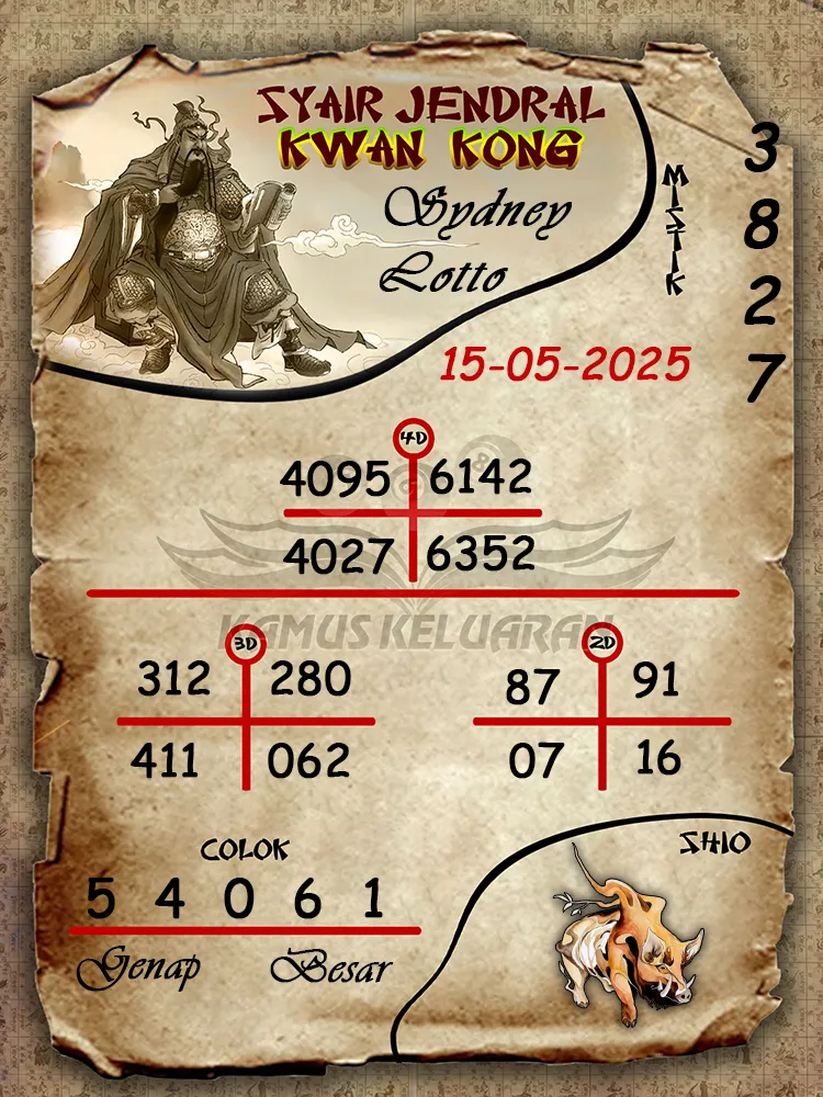 syair jendral kwan kong sydney lotto 15 05 2025