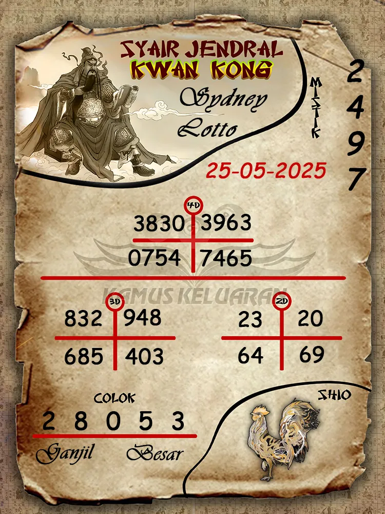 syair jendral kwan kong sydney lotto 25 05 2025