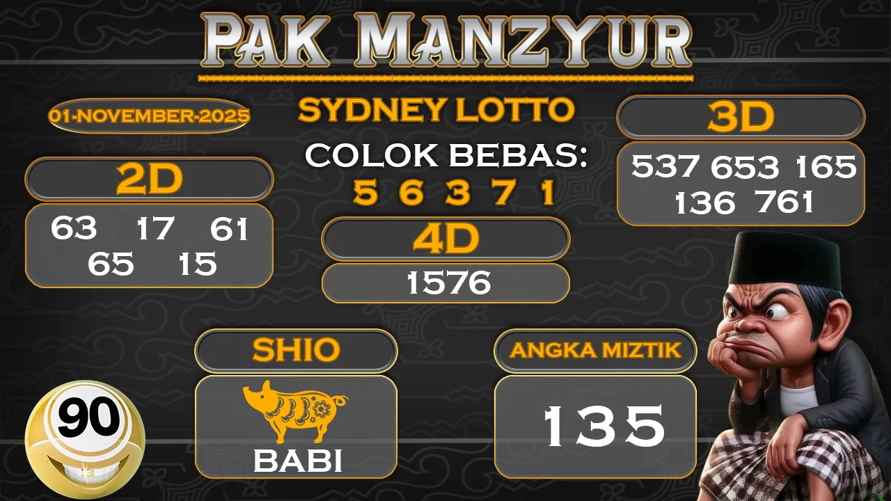 Syair pak manzyur sydney lotto 01 11 2025